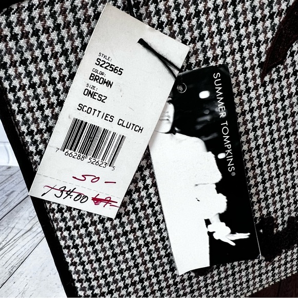 Houndstooth Bag Brown SUMMER TOMPKINS Purse Retro Art Vintage Dog Umbrella NWT - Picture 14 of 16